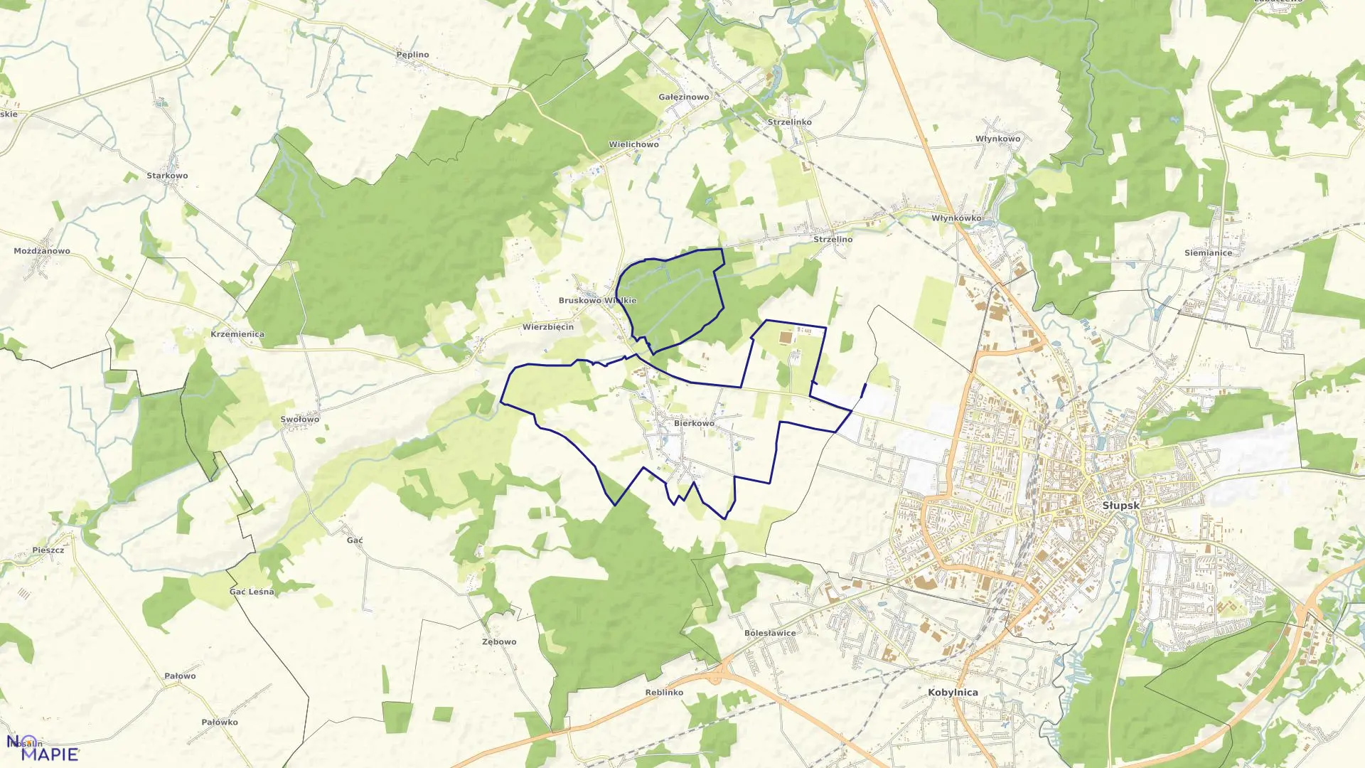 Mapa obrębu BIERKOWO w gminie Słupsk