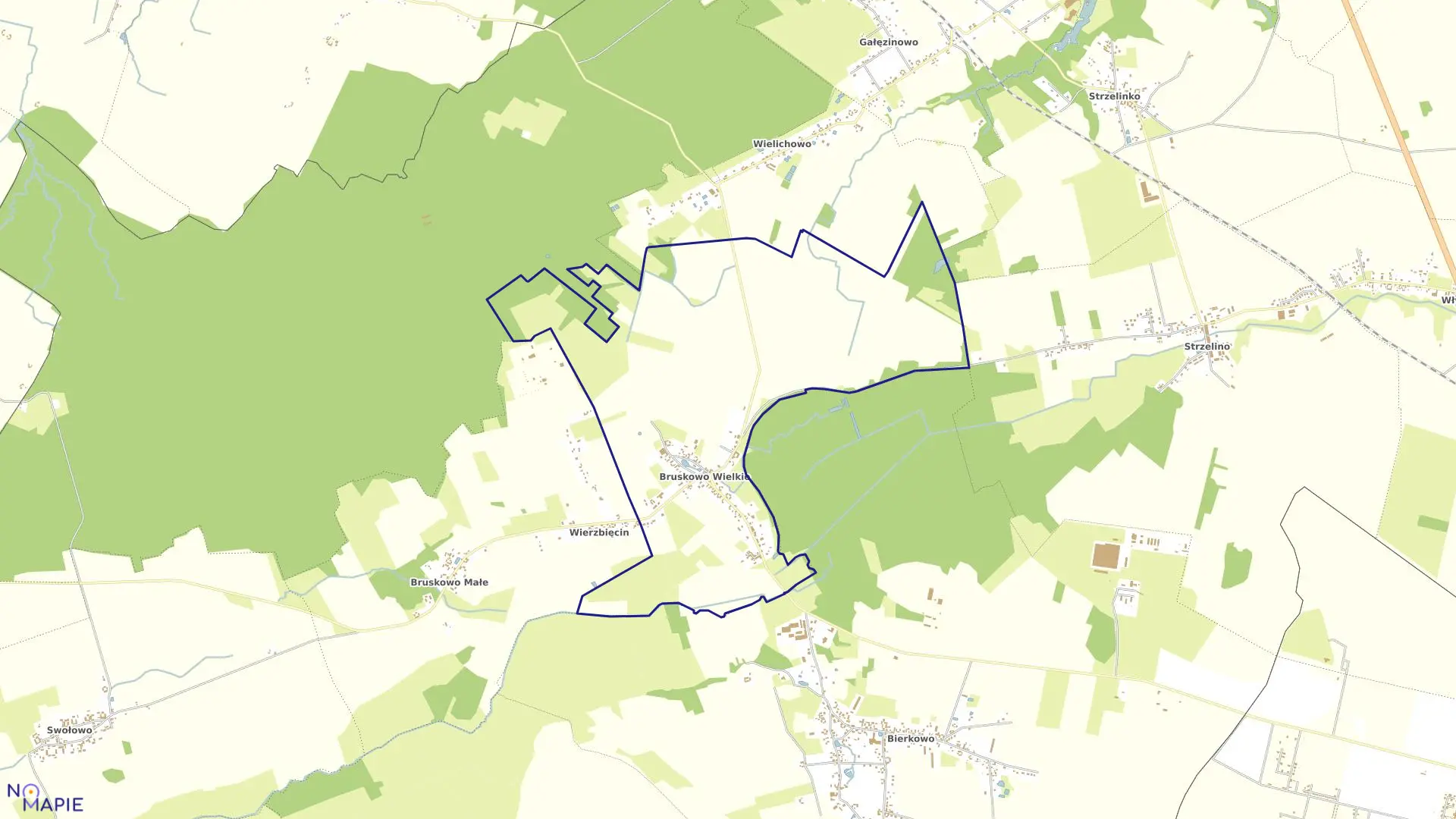 Mapa obrębu BRUSKOWO WIELKIE w gminie Słupsk