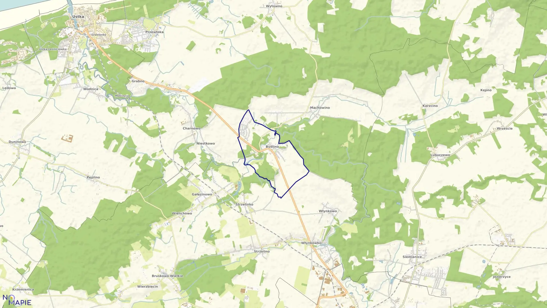 Mapa obrębu BYDLINO w gminie Słupsk