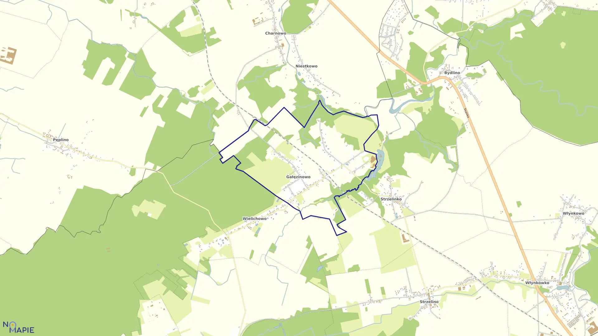 Mapa obrębu GAŁĘZINOWO w gminie Słupsk