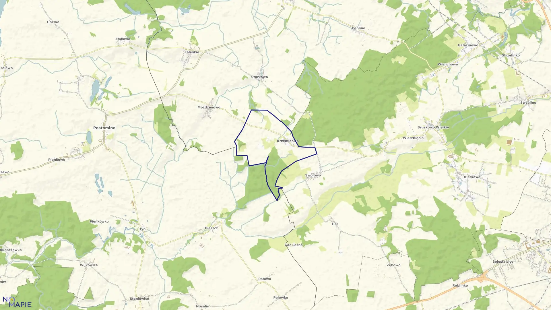 Mapa obrębu KRZEMIENICA w gminie Słupsk