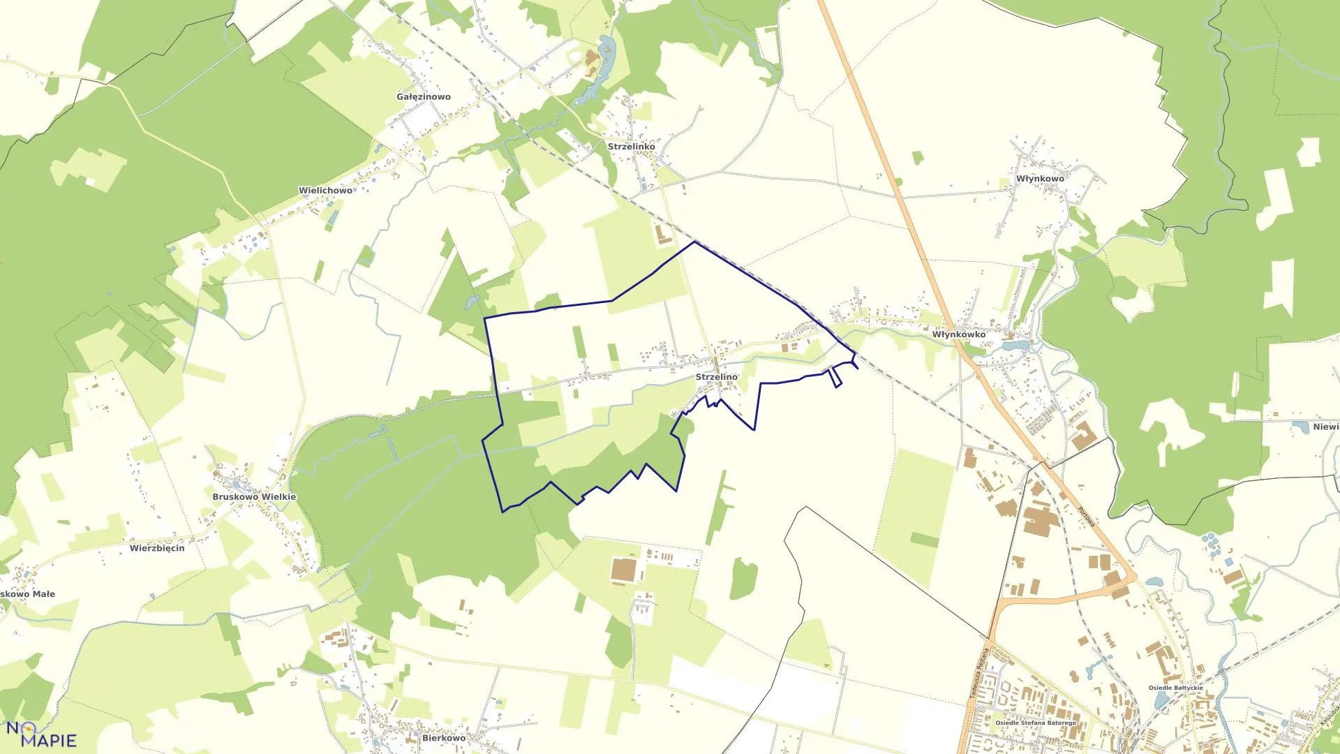 Mapa obrębu STRZELINO w gminie Słupsk