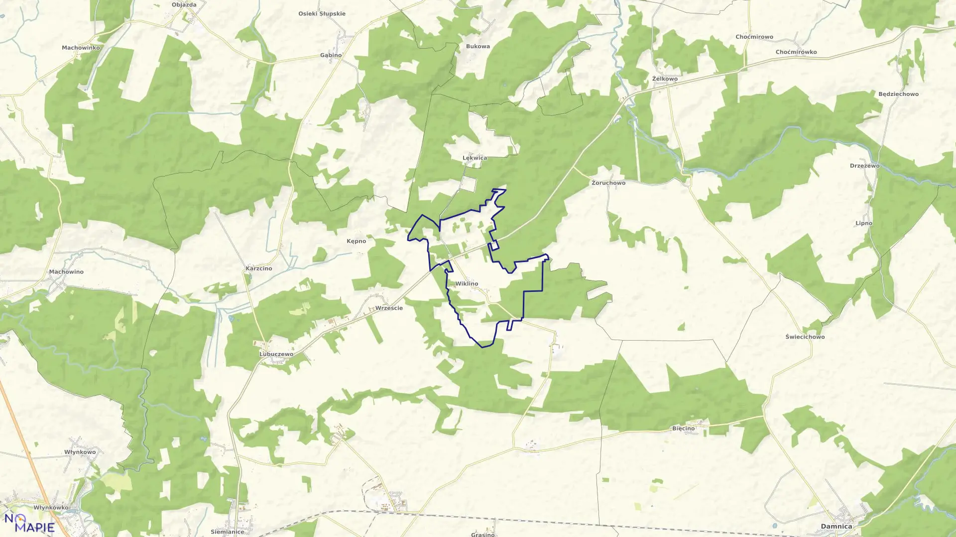 Mapa obrębu WIKLINO w gminie Słupsk